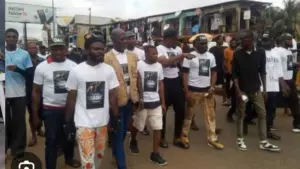 Marchers at the Anambra DSS and Government organized road show titled United Against Terrorism.