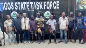 Some motorcyclists who were arrested during the raid.