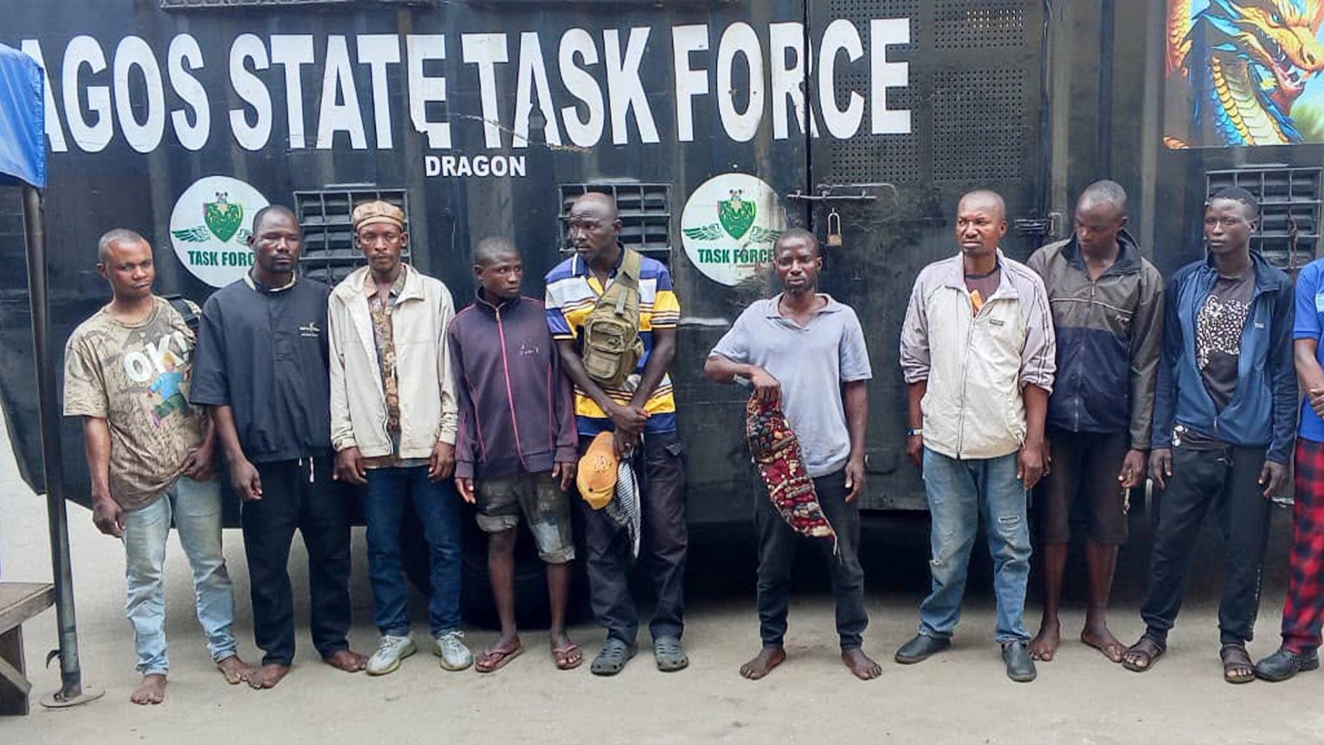 Some motorcyclists who were arrested during the raid.