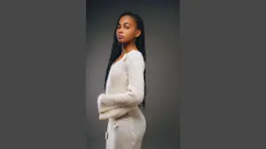 Young woman wearing crochet dress