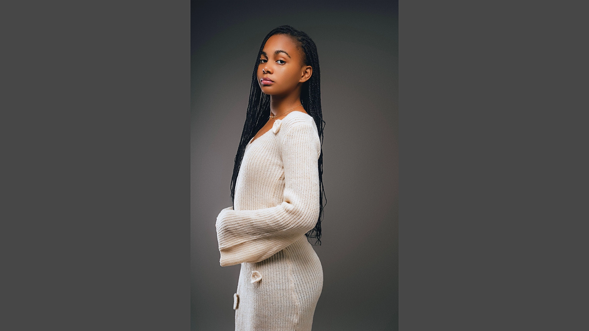 Young woman wearing crochet dress