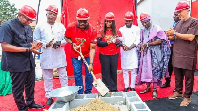 L-R, Anthony Youdeowei, Managing Director, Sahara Power Enterprise Group; Olajide Kumapayi, Chief Operating Officer, Ikeja Electric; Kola Adesina, Group Managing Director, Sahara Power Enterprise Group; Bunmi Fafiyebi, Project Manager, Sahara Power Enterprise Group; Hon Abdul-Ganiyu Vinod Obasa, Executive Chairman, Agege Local Government; HRM. Oba Egbeyemi Latif Oladimeji, Ologba of Ogbaland and Mark Oni-Okeke, Managing Director Cummins West Africa Ltd. during the groundbreaking ceremony of 12MW Independent Power Plant at Ogba, Lagos on Thursday , 27 August, 2026.