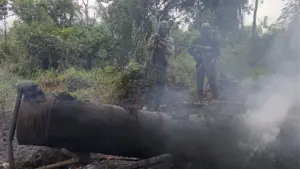 One of the dismantled illegal refineries