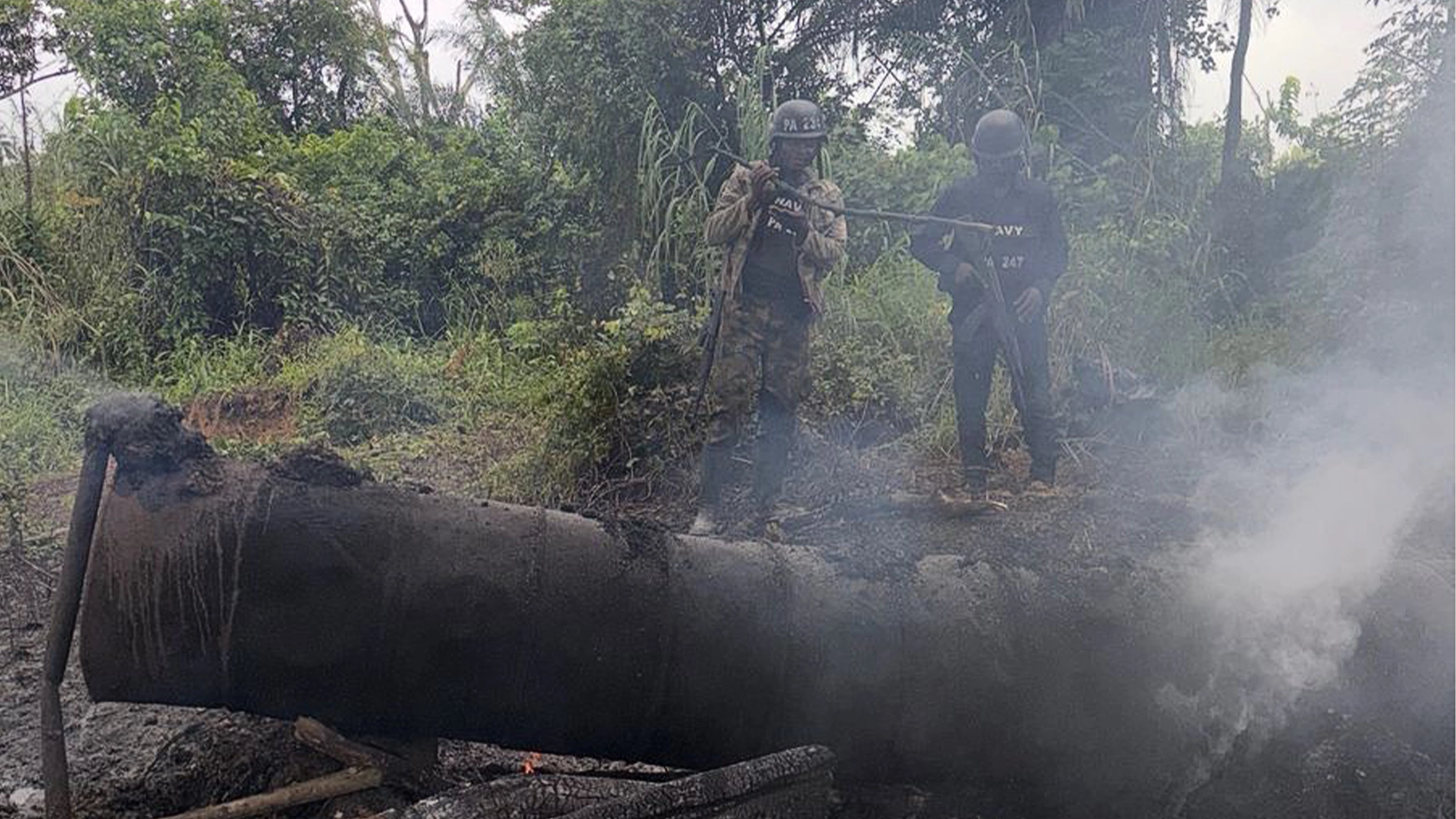 One of the dismantled illegal refineries