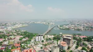 landscape of Ikoyi neighbourhood in Lagos showing Lekki-Ikoyi Link Bridge Envato