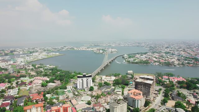 landscape of Ikoyi neighbourhood in Lagos showing Lekki-Ikoyi Link Bridge Envato