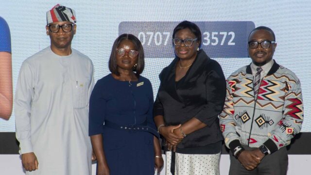 L-R: Dr. Julius Odidi, Head, Lagos Office National Insurance Commission (NAICOM); Mrs. Ebere Nwoji, Chairperson Nigerian Association of Insurance and Pension Editors (NAIPE); Mrs. Bola Odukale, Director-General of the Nigerian Insurers Association (NIA); and Olusesan Ogunyooye, Head of Marketing, AXA Mansard Insurance Plc, during the inauguration of the newly elected executives of NAIPE in Lagos.