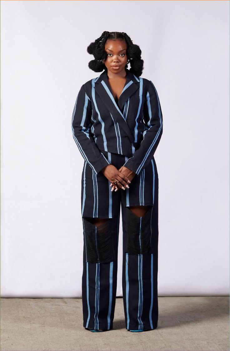 Aso Oke Blazer and Wide-Leg Trouser Set
