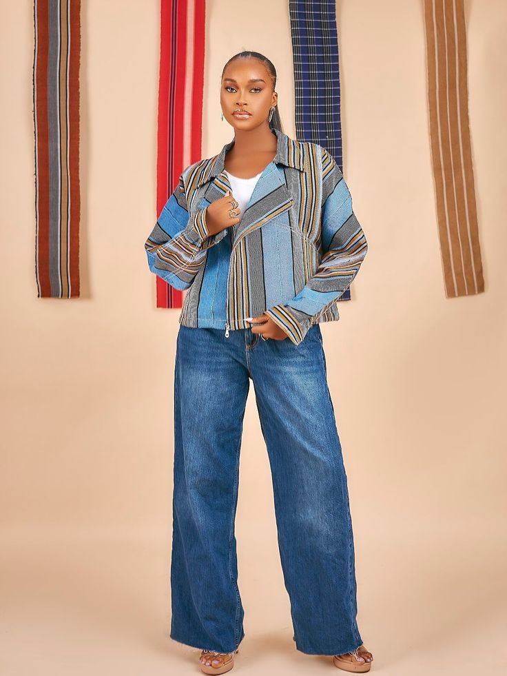 Aso Oke Patchwork Blazer with Zipper