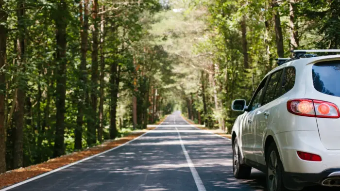 Driving car on road