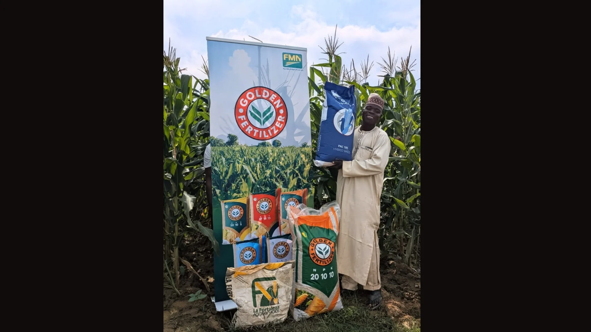 A Nigerian farmer with Golden Fertilizer