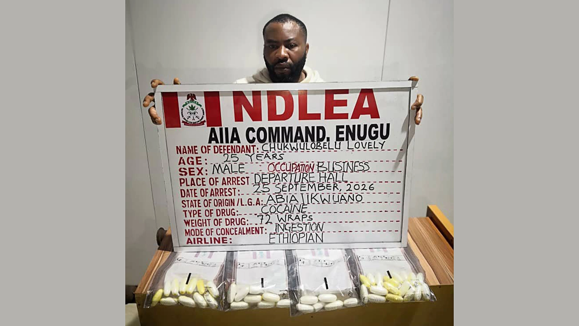 NDLEA arrests newlywed with 72 wraps of cocaine at Enugu airport - The Guardian Nigeria News