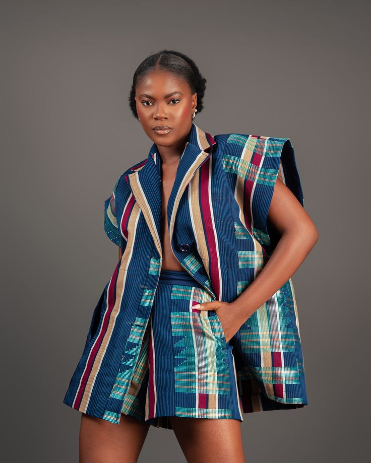 Sleeveless Aso Oke blazer