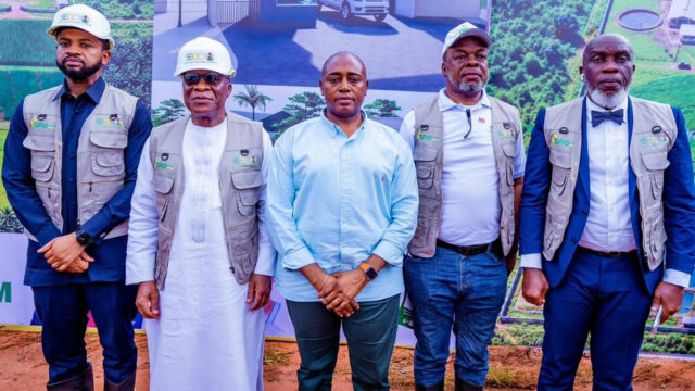 Managing Director, South East Development Commission (SEDC), Mark Okoye (left); Minister for Regional Development, Abubakar Momoh;  Deputy Governor of Enugu State, Ifeanyi Ossai; Chairman of SEDC, Emeka Wogu, and Secretary to the Enugu State Government, Chidiebere Onyia, during the inauguration of South East Agro-Development Programme in Enugu, yesterday.
