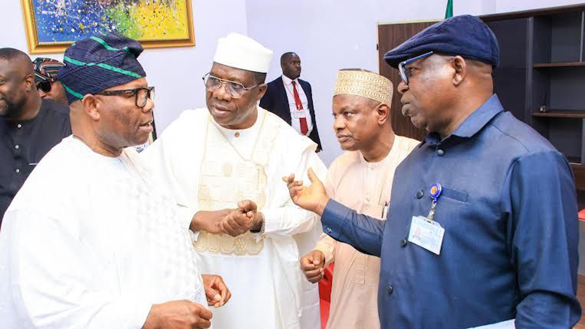 Senate President, Godswill Akpabio (left); Senate Leader, Opeyemi Bamidele; Secretary, Finance and Accounts, National Assembly, Atiku Ibrahim and Clerk of the National Assembly, Kamoru Ogunlana, after the extension of the implementation of the capital component of the 2025 budget at the Senate Chamber, National Assembly Complex, Abuja, yesterday.