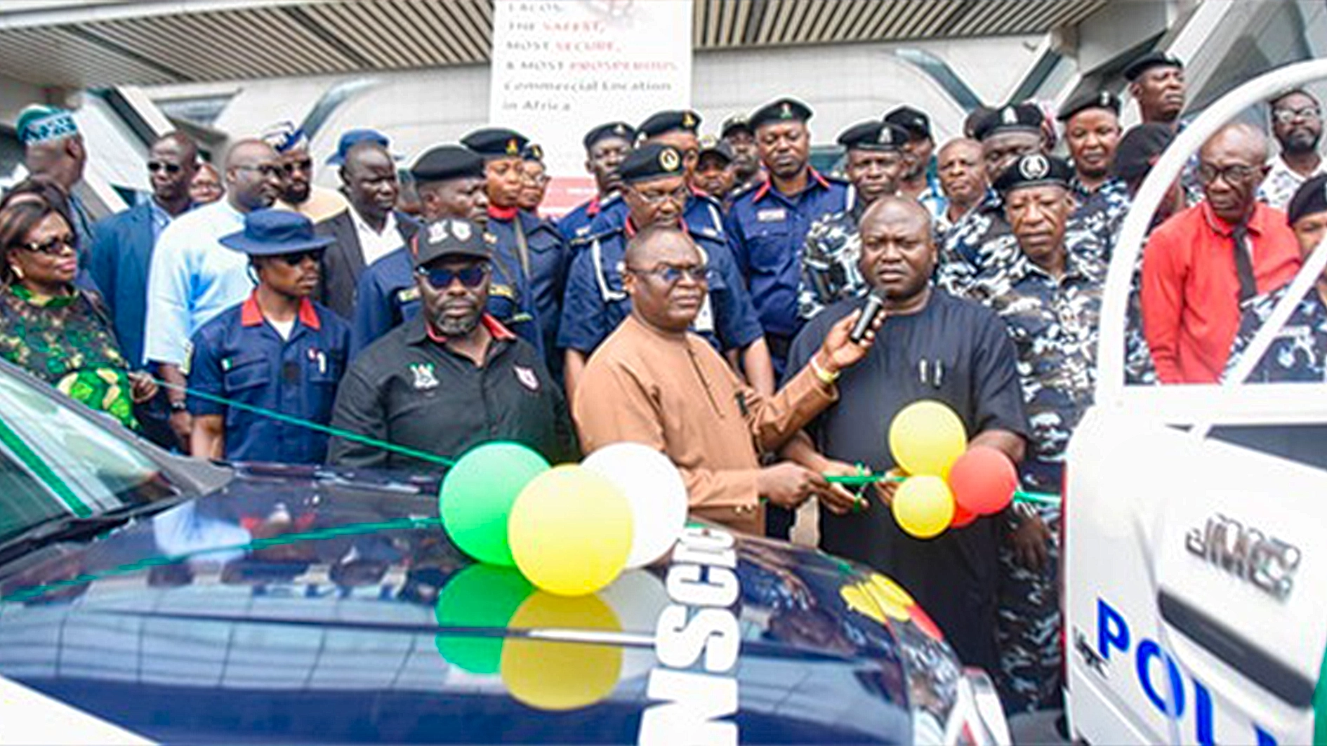 Dr Ogunsan (right);  Dr  Opeifa and LSSTF Director of Administration, Mr Adegbola Lewis during the vehicles presentation