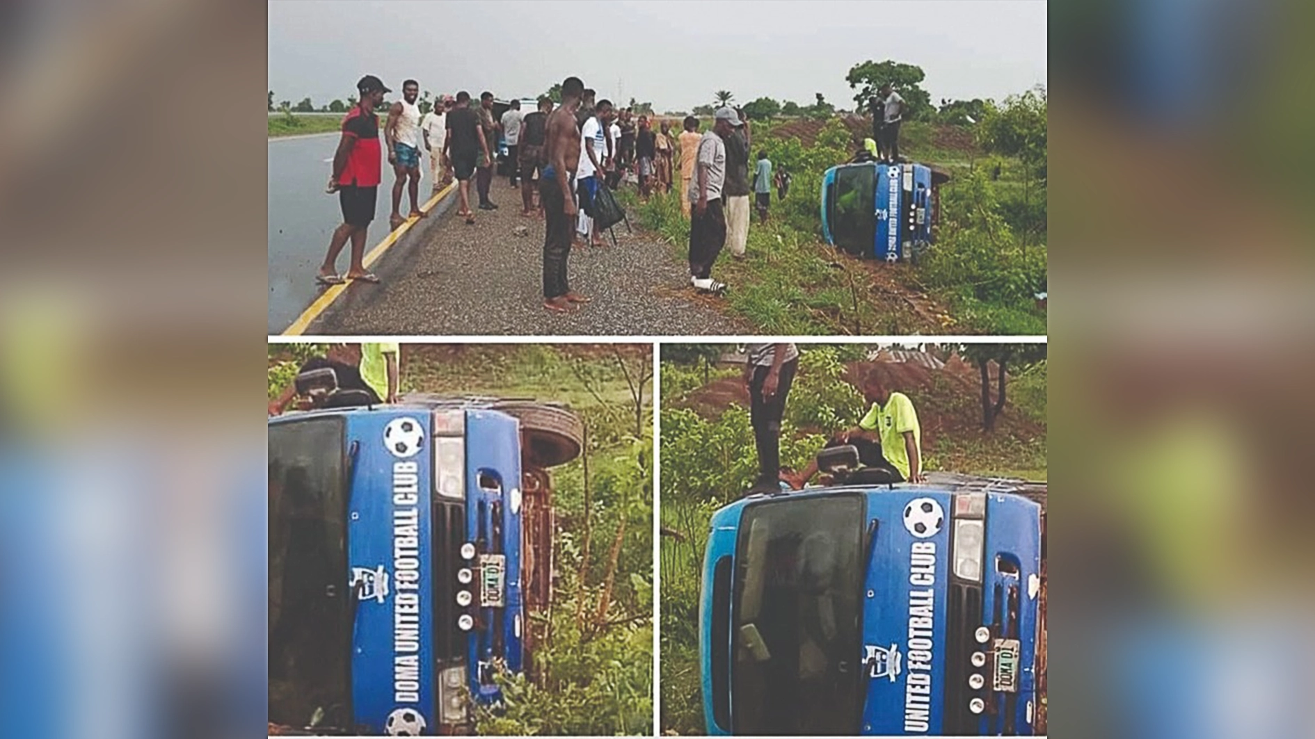 Doma United of Gombe players escaped fatal injuries when their bus crashed into the bush long the Makurdi-Lafia road after a recent NPFL game against Heartland FC in Owerri.