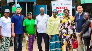Director at LASEPA, Mrs Adebayo Adedayo (left); UNIDO Field Coordinator, Charles Uzoma; Executive  Director of  FBRA, Agharese Sagay;  Deputy Director in the Food and Chemicals Department, Chukwudi Nwabuisiak; Deputy Director, Solid Waste Management, Falmata Bukakolo; Director, Federal Ministry of  Environment and National Focal Point, Omotunde Adeola; Polysmart Group Deputy MD, Mohammad Dubuk, and Principal Scientific Officer, Oluwaseyi Oke.