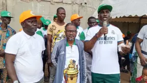 African Democratic Congress (ADC) candidate for Oshodi-Isolo Federal Constituency I, Waheed Akintunde during a walkshow in Lagos