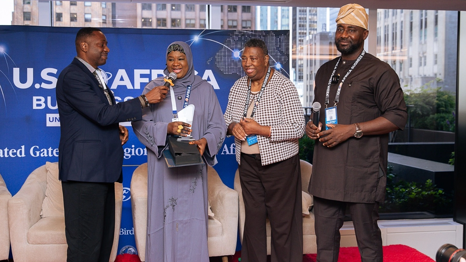 L-R: Ralph Charles, Senior Advisor, Pacetas Agency, Min of State for FCT, Dr. Mariya Mahmoud Bunkure, Dr. Karen L. Booker, Chairperson, USAfrica Business Week, and Executive Director, Pacetas Agency, Gbenga Omotayo.