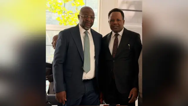 (L-R) Former Minister and Special Adviser to the President on Media and Public Communications, Chief Sunday Dare; and Nigerian investment educator and business strategist, Dr Femi Joshua, during the Investors Connect London 2026 in London