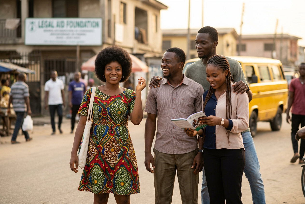 Nigerians discussing human rights and civic rights in a local community