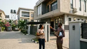 A prospective homebuyer and independent property professional examining a residential property. Photo by Ifeanyi Ibeh