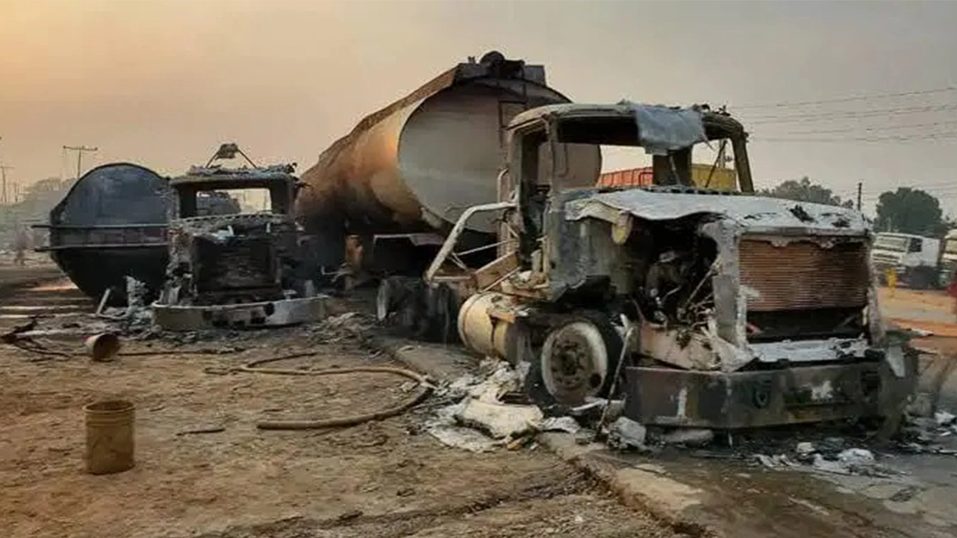 Burnt fuel tanker