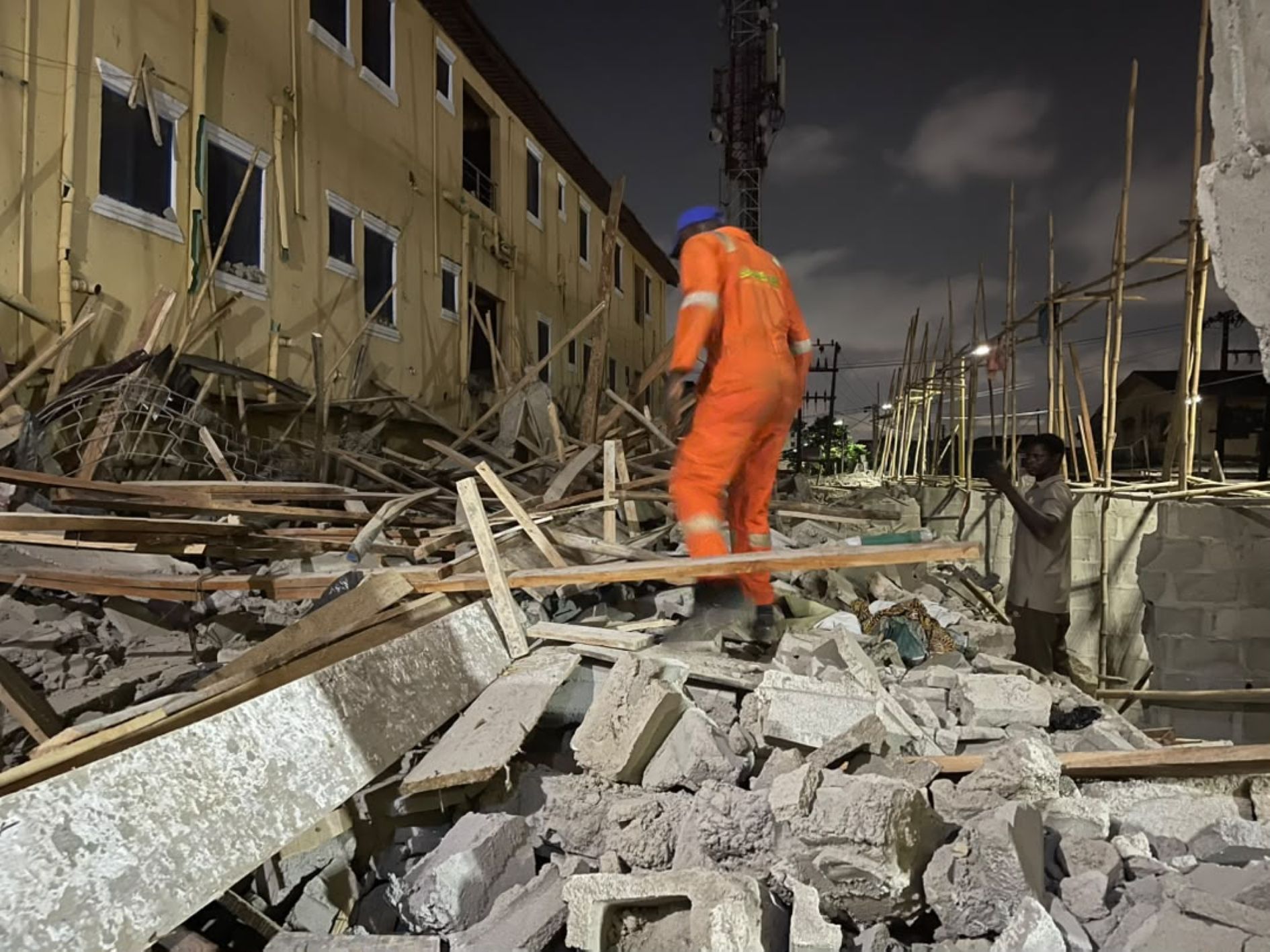 A building collapse scene