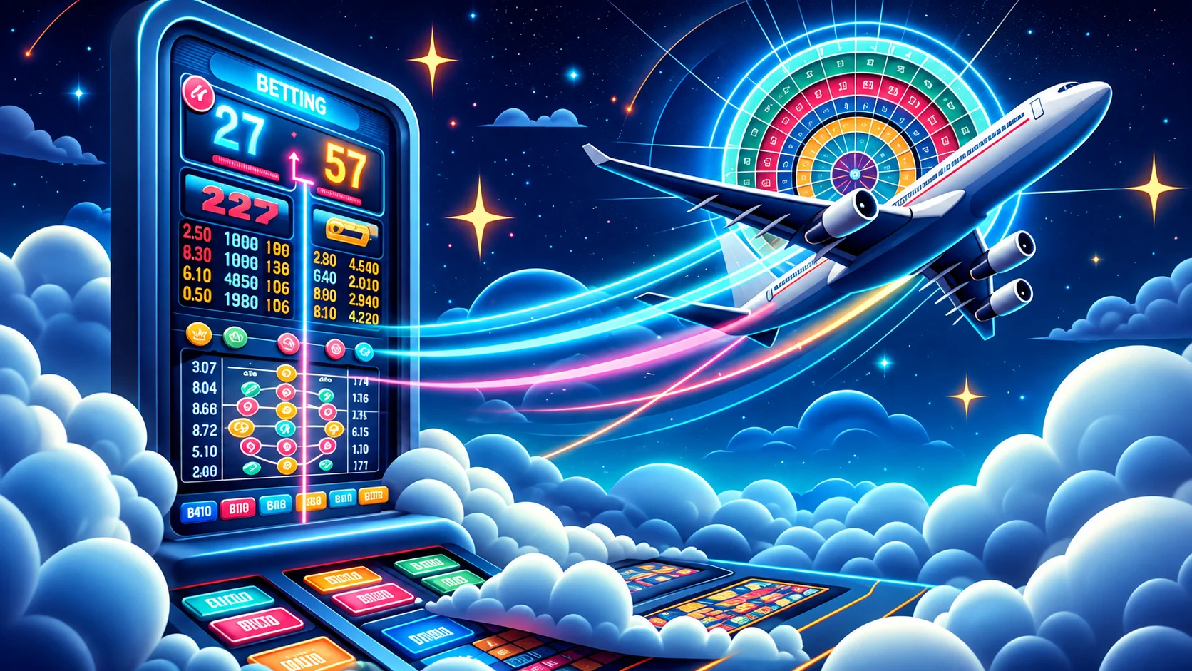 Neon Terminal Above the Clouds for Aviator
