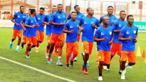 Players of Sunshine Stars of Akure warming up for a recent NPFL match