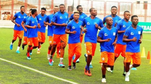 Players of Sunshine Stars of Akure warming up for a recent NPFL match