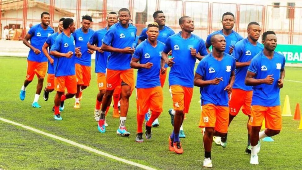 Players of Sunshine Stars of Akure warming up for a recent NPFL match