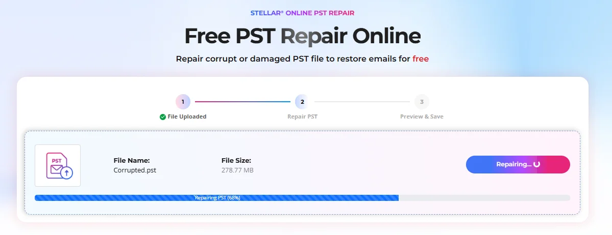 Repair PST file online