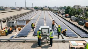 Solar panels installed at a Nigerian facility