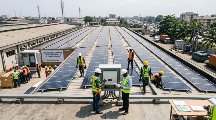 Solar panels installed at a Nigerian facility