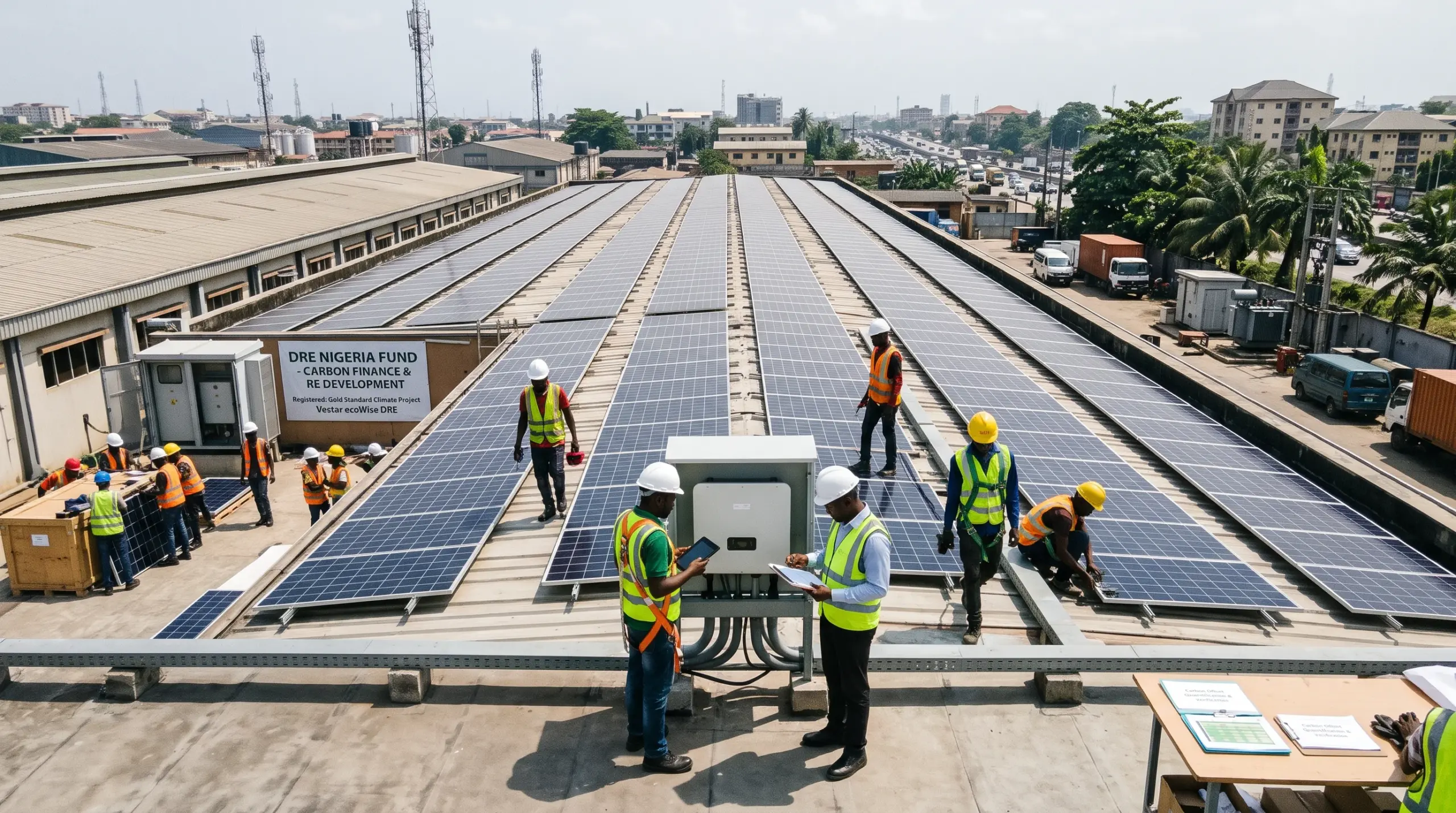 Solar panels installed at a Nigerian facility