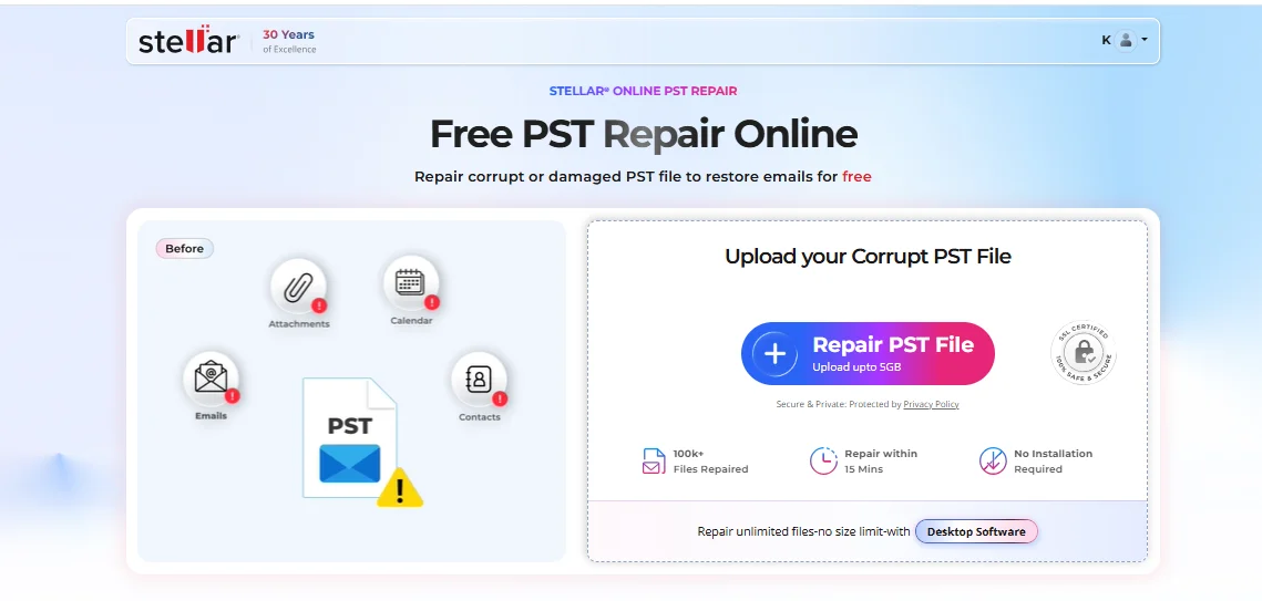 Stellar PST Repair Online