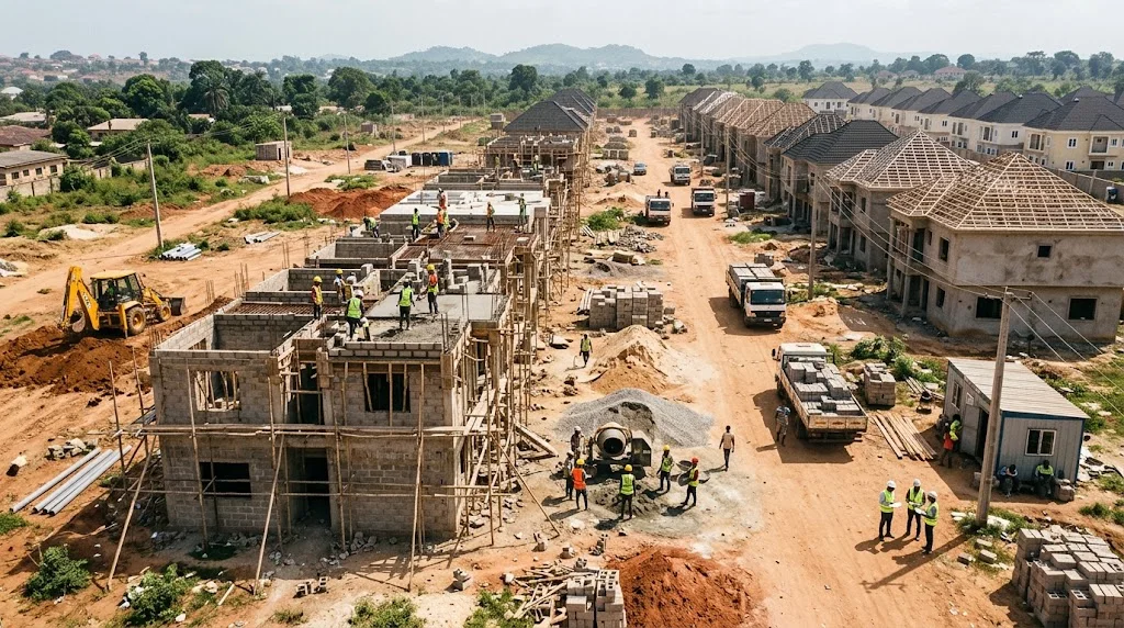 an active residential housing development in Nigeria