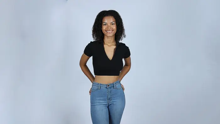 Young woman wearing crop top