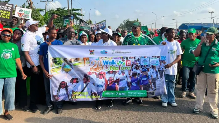 Nigerian Conservation Foundation (NCF) during this year’s Walk for Nature organised in partnership with the Lagos State government at the state’s university, Ojo at the weekend.