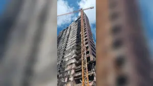 Lagos State government begins controlled demolition of the structurally compromised Great Nigeria Insurance House on Lagos Island.