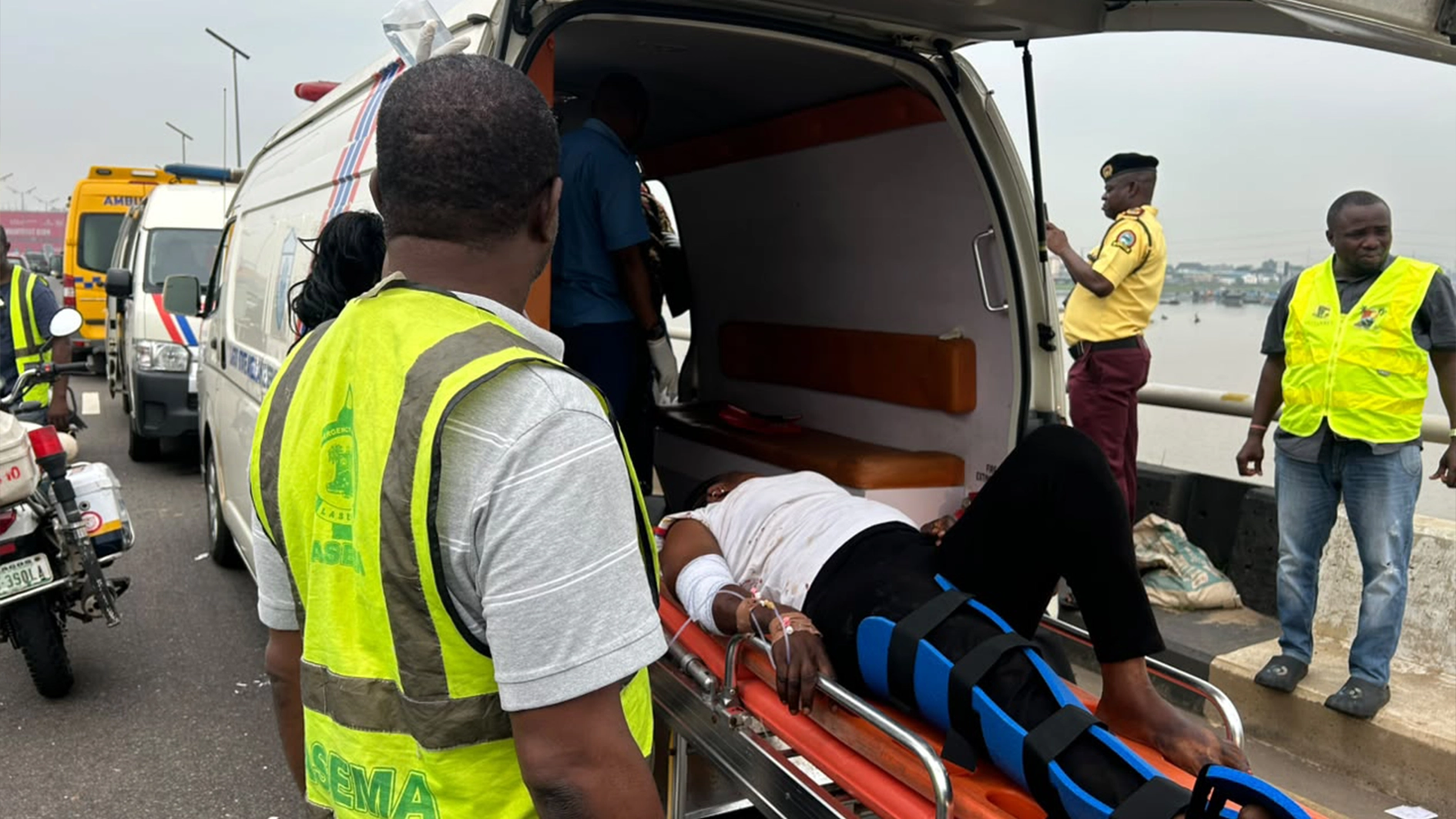Rescuers at the scene.
