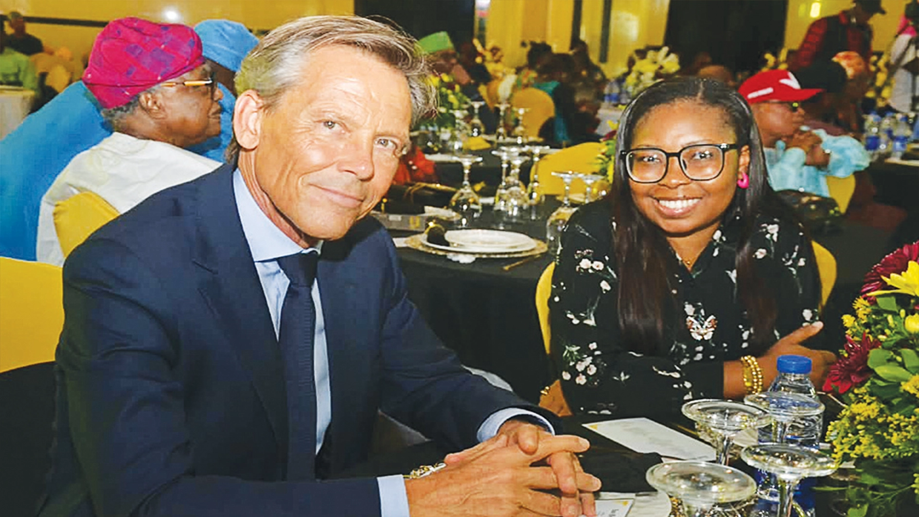 Consul General of the Netherlands in Nigeria, Frank Keurhorst (left) and Cultural Officer at the Netherlands Embassy, Praise Oluwarinu.
