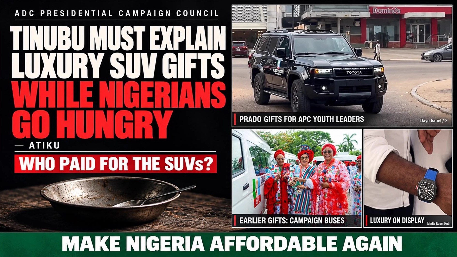 Atiku demands explanation on source of N150m SUVs