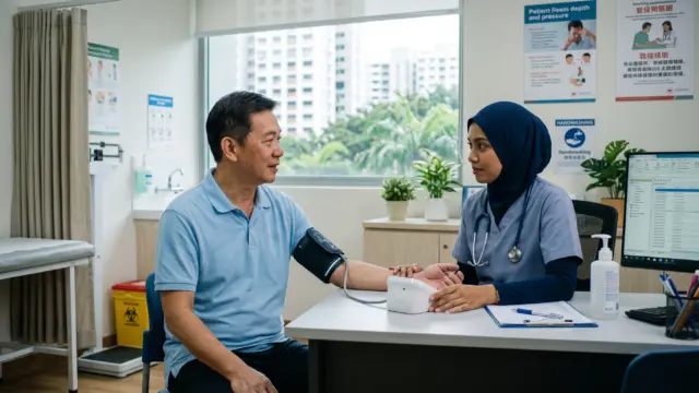 patient undergoing a routine blood pressure check