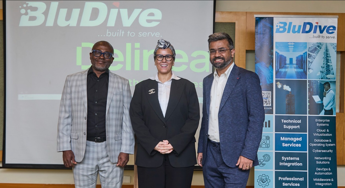 L-R: Chief Executive Officer of BluDive Technologies Limited, Mr Abdul-Azeez Musa; Territory Manager, Middle East & Africa at Delinea, Nadia Zamouri; Delinea Sales Engineer, Vijay Balakrishnan, at the BluDive-Delinea Executive Seminar, themed “Beyond the Firewall: Securing Identity and Privileged Access in the AI Era,” held recently at the Radisson Blu Anchorage Hotel, Victoria Island, Lagos.